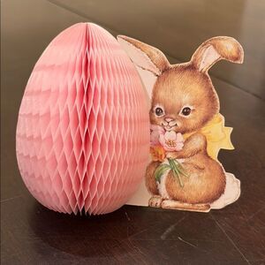 Vintage Pink Honeycomb Easter Egg Decoration